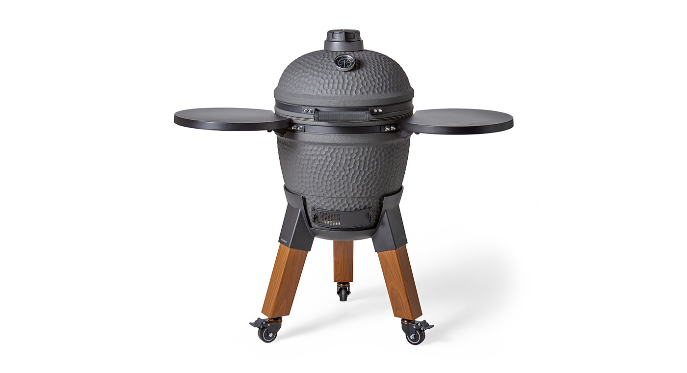 Moddern Kamado Charcoal Grey incl. Zijtafels & Wood-look Poten (showmodel)