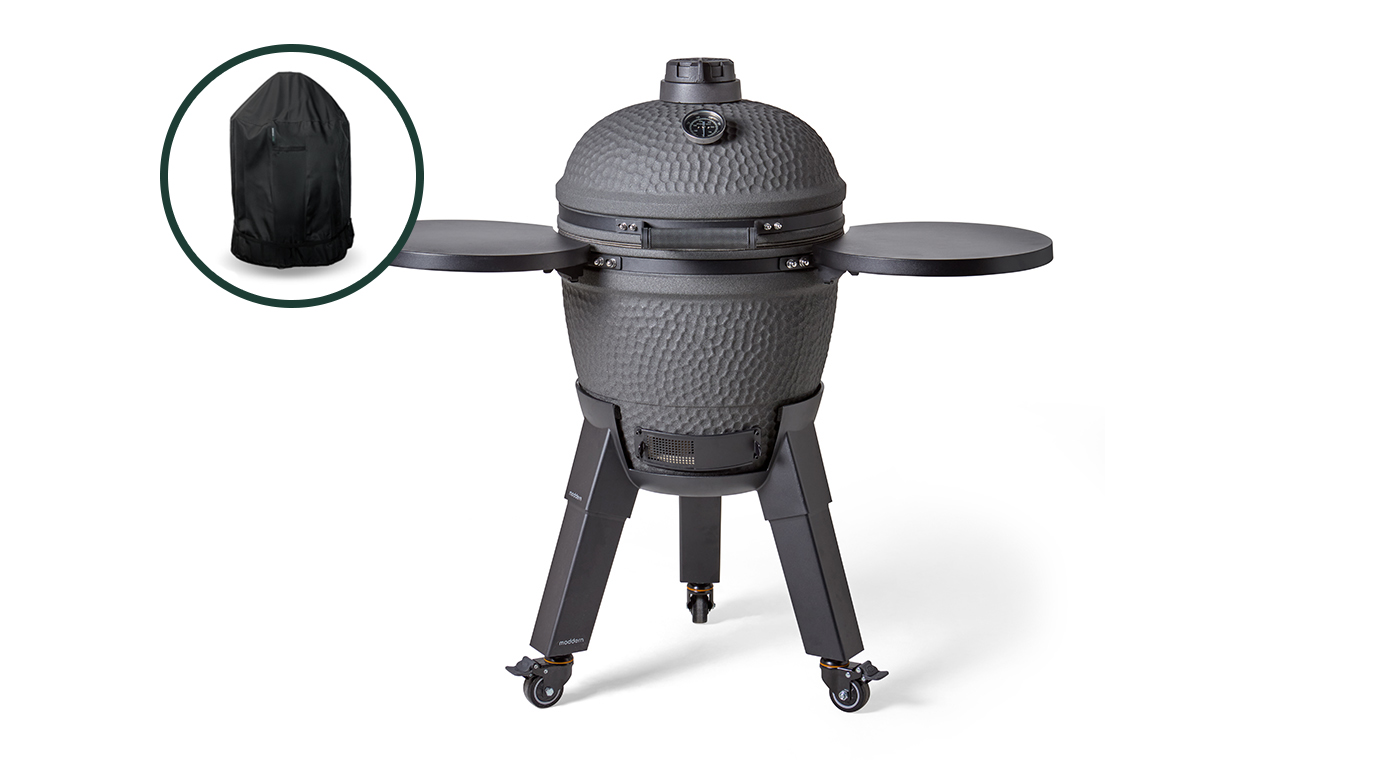 Moddern Kamado Charcoal Grey incl. Zijtafels & Zwarte Poten